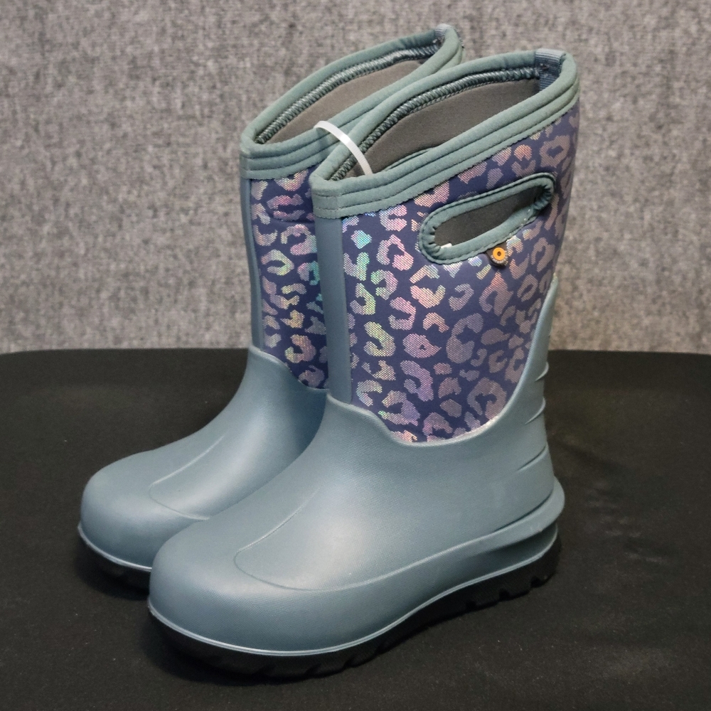 NWOT Bogs Girls Kids Metallic Leopard Waterproof Insulated Boots Size 13